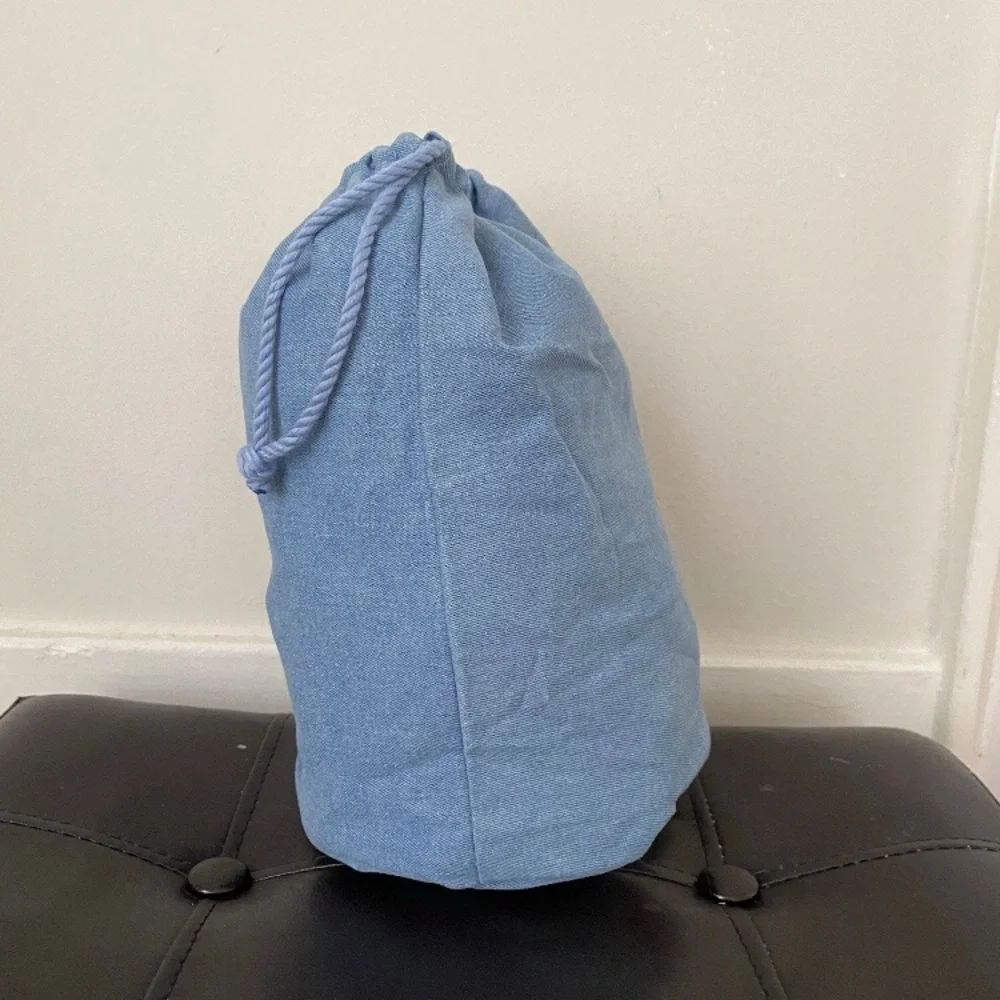 New Chanel Beauty GWP Light Blue Denim Drawstring Pouch Makeup Cosmetic Bag